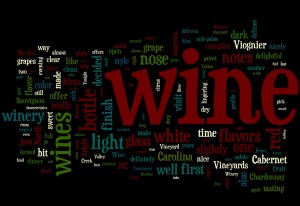 A word cloud of the most frequently used words in the NC Wine Month Challenge.