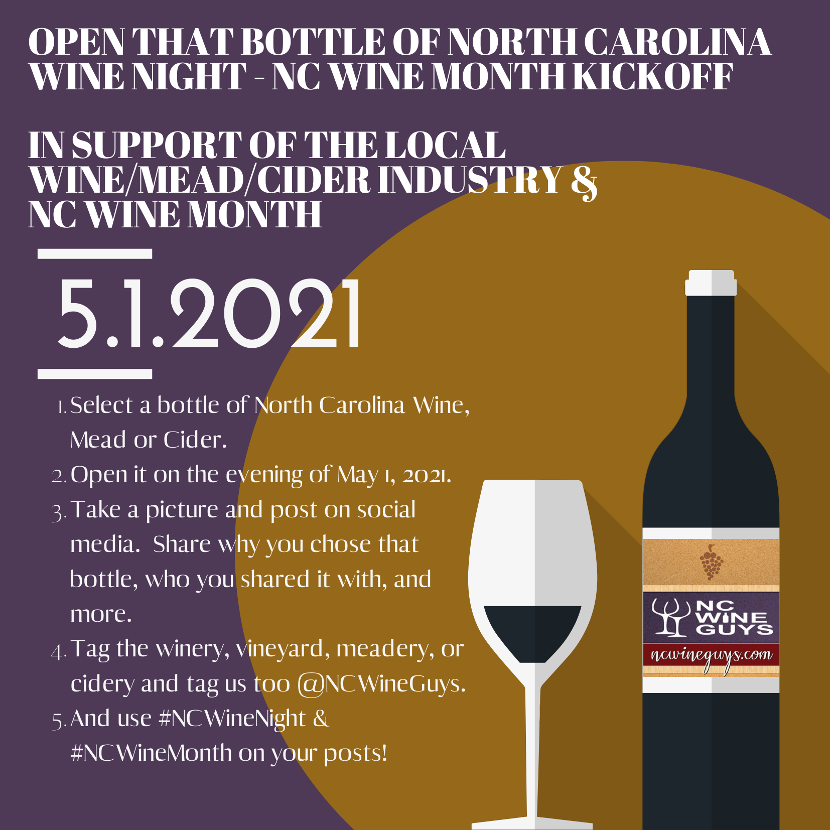 Open that Bottle of North Carolina Wine Night – NC Wine Month 2021 Kickoff
